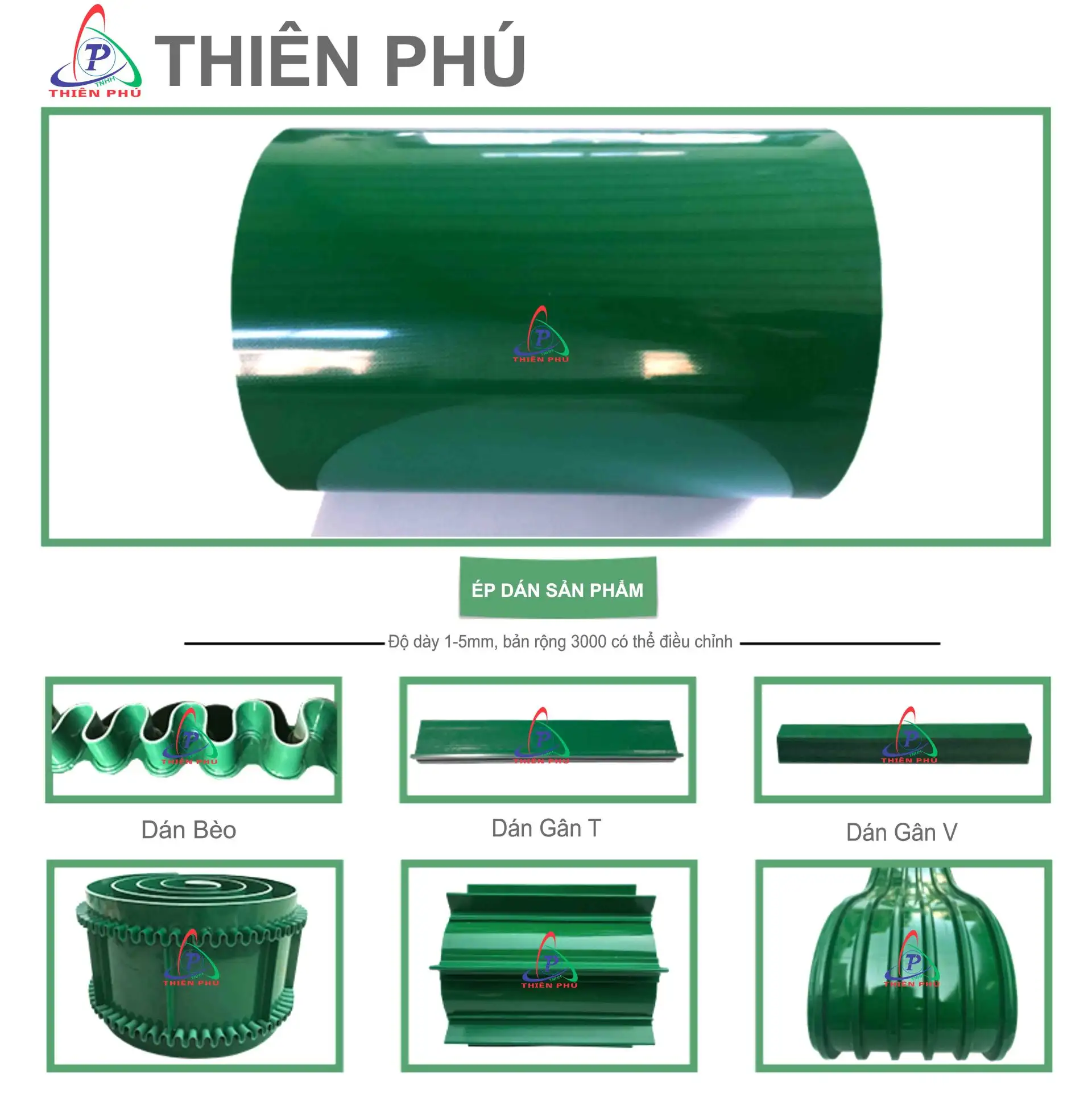 Băng tải pvc dán gân K,T,V